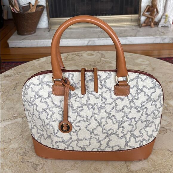 TOUS Kaos Waterproof Monogram Canvas & Leather Alma Style Dual Handle Bag - Picture 3 of 14